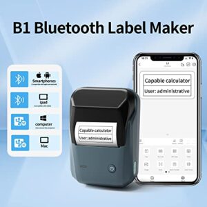 Label Makers - B1 Thermal Label Printer, 2 Inch Portable Bluetooth Label Maker with Tape Easy to Use for Office, Home, Barcode, Business, Clothing, Address, Mailing, Compatible with iOS & Android