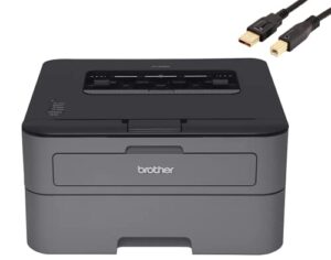 brother compact monochrome laser printer 2300 series, 250-sheet, prints up to 27 ppm, automatic duplex printing, dash replenishment ready, black