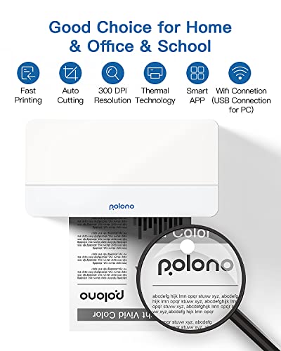 POLONO Thermal Printer, 8.5 x 11 US Letter Size Thermal Printing Paper Compatible with FT800 Wireless Printer, No Ink No Toner Compact Printer for Home Use, Office