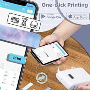 Mandizza Thermal Printer, Label Maker Machine Tape Included D10 Portable Bluetooth Connection Label Printer Multiple Templates Available for Phone Pad Easy to Use Office Home Organization