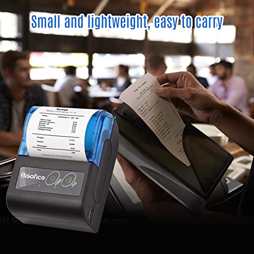 BISOFICE 58mm Bluetooth Receipt Printer, Mini Thermal Printer 2 inch Wireless USB Receipt Bill Ticket Printer with Print Paper, Compatible with iOS Android Windows