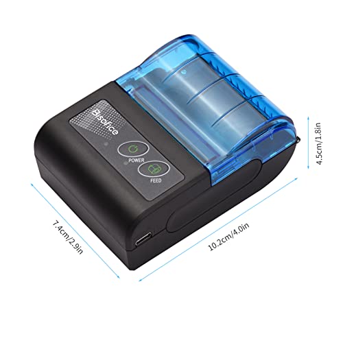 BISOFICE 58mm Bluetooth Receipt Printer, Mini Thermal Printer 2 inch Wireless USB Receipt Bill Ticket Printer with Print Paper, Compatible with iOS Android Windows