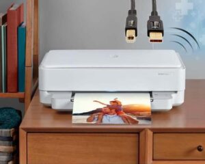 hp envy 6052e all-in-one wireless color inkjet printer, print copy scan, 2-sided printing, wifi usb bluetooth connectivity, 6 months instant ink included, white, w/silmarils printer cable