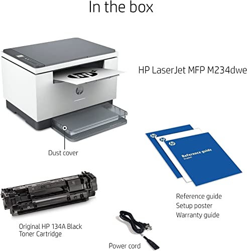 HP Laserjet MFP M234dwe All-in-One Wireless Monochrome Laser Printer, Print Scan Copy - 30 ppm, Up to 600 x 600 dpi, 8.5" x 14", Auto Duplex Printing, Bluetooth, Ethernet, Gray, Cbmou Printer_Cable