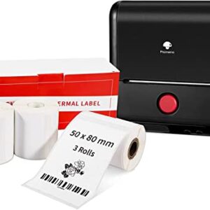 Thermal Label Maker Printer Mini - M200 Thermal Label Printer Bluetooth Wireless Support up to 3inch / 80mm Label with 3 Roll 50x80mm Thermal Labels, 100PCS/Roll