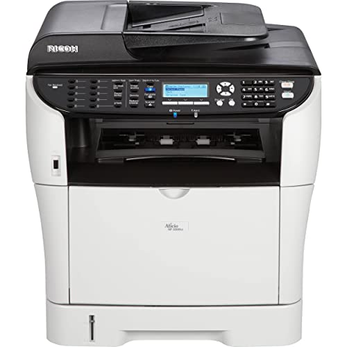 Ricoh Aficio SP 3500SF Laser Multifunction Printer - Monochrome - Plain Paper Print - Desktop - Copier/Fax/Printer/Scanner - 30 ppm Mono Print - 1200 x 1200 dpi Print - 30 cpm Mono Copy LCD - 1200 dpi Optical Scan - Manual Duplex Print - 300 sheets Input