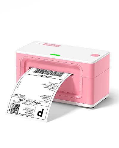 MUNBYN 2 Inch Pink Circle Thermal Sticker Labels, Pink Label Holder for Rolls and Fan-Fold Labels, 2.25 Inch x 1.25 Inch Direct Thermal Labels, Pink Label Printer