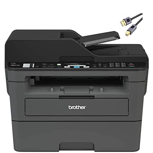 Brother L-2710DW Series Compact Monochrome All-in-One Laser Printer I Print Copy Scan Fax I Wireless I Mobile Printing I Auto 2-Sided Printing I ADF I Print Up to 32 PPM I ADF + Printer Cable