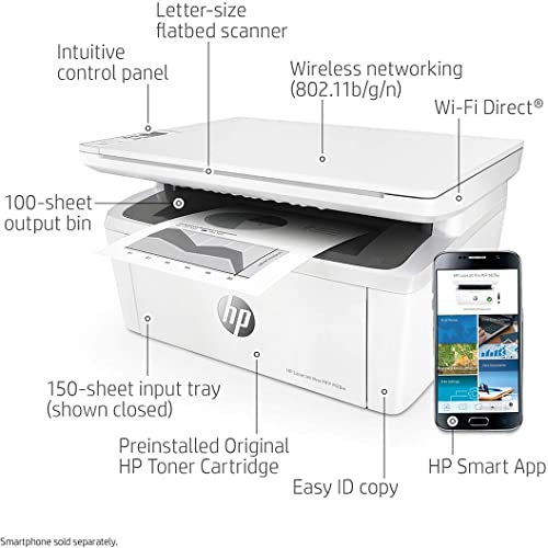 HP Laserjet Pro AIO Wireless Monochrome Laser Printer for Home Office, Print Scan Copy, 19ppm, 600 dpi, 150-Sheet Paper Tray, Mobile Printing, Work with Alexa, w/SPS Printer Cable