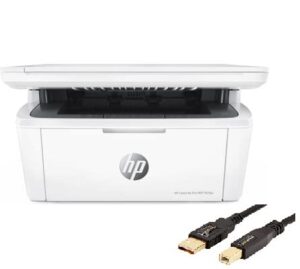 hp laserjet pro m29w all-in-one wireless laser printer with mobile printing, print, copy, scan, wireless, 19 ppm, 600 x 600 dpi, lcd display, white, w/md cable