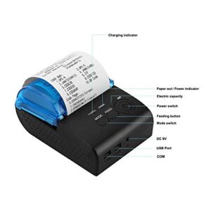 58mm Mini USB/Bluetooth Thermal Printer Receipt Portable, High Speed Thermal Printer for ESC/POS/Receipt Ticket Profession Printer, Shareable with Windos/Vista/Linux/Android(US)