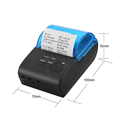 58mm Mini USB/Bluetooth Thermal Printer Receipt Portable, High Speed Thermal Printer for ESC/POS/Receipt Ticket Profession Printer, Shareable with Windos/Vista/Linux/Android(US)