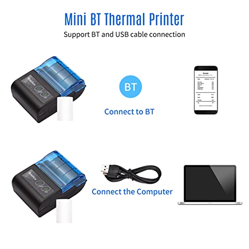 LAOJIA Mini Thermal Printer 2 inch Wireless USB Receipt Bill Ticket Printer with 58mm Print Paper Compatible with iOS Android Windows