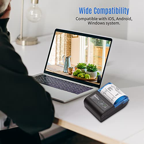 LAOJIA Mini Thermal Printer 2 inch Wireless USB Receipt Bill Ticket Printer with 58mm Print Paper Compatible with iOS Android Windows