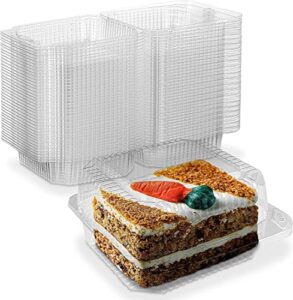 mt products cake slice container ‎5″ x 5″ x 2.75″ – square plastic containers to go – pack of 40 clear hinged containers – medium deep individual cake slice containers – made in the usa