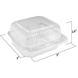 MT Products Cake Slice Container ‎5" x 5" x 2.75" - Square Plastic Containers To Go - Pack of 40 Clear Hinged Containers - Medium Deep Individual Cake Slice Containers - Made in the USA