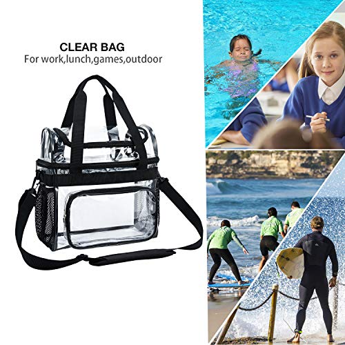 BORMELUN Clear Lunch Bag Heavy-Duty Tote - Totes Corssbody Purse Work Concert College Sport Games Stadium Women 12x6x12