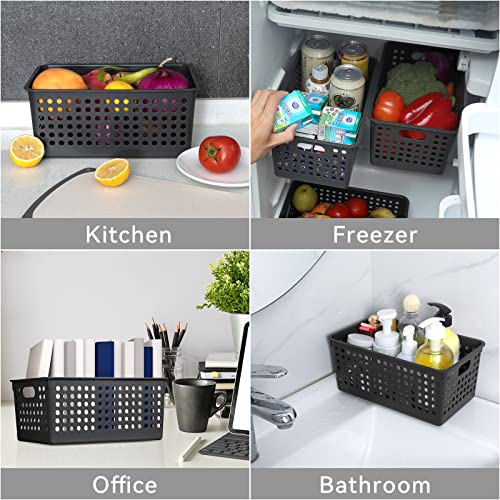 Plastic Storage Baskets 6 Pack, Small Pantry Baskets for Organizing, Woven Basket Organizer Basket Bins for Shelves, Organizer and Storage for Bathroom, Bedrooms, Kitchens