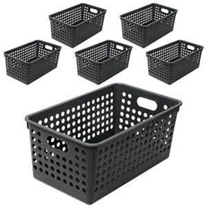 Plastic Storage Baskets 6 Pack, Small Pantry Baskets for Organizing, Woven Basket Organizer Basket Bins for Shelves, Organizer and Storage for Bathroom, Bedrooms, Kitchens