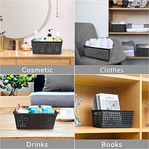 Plastic Storage Baskets 6 Pack, Small Pantry Baskets for Organizing, Woven Basket Organizer Basket Bins for Shelves, Organizer and Storage for Bathroom, Bedrooms, Kitchens