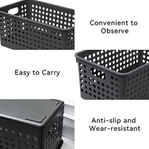 Plastic Storage Baskets 6 Pack, Small Pantry Baskets for Organizing, Woven Basket Organizer Basket Bins for Shelves, Organizer and Storage for Bathroom, Bedrooms, Kitchens