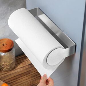 KEGII Magnetic Paper Towel Holder - Paper Towel Roll Holder with Strong Magnetic Backing for Refrigerator, Grill, BBQ, Toolbox, Workshop, Garage, Silver Stainless Steel