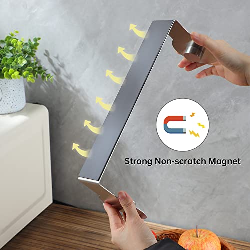 KEGII Magnetic Paper Towel Holder - Paper Towel Roll Holder with Strong Magnetic Backing for Refrigerator, Grill, BBQ, Toolbox, Workshop, Garage, Silver Stainless Steel