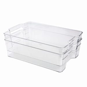 simplemade clear refrigerator organizers, 2 pack large sized 8″ x 12″ clear bins for fridge, containers for fridge and freezer, multipurpose storage for kitchen, office, bathroom