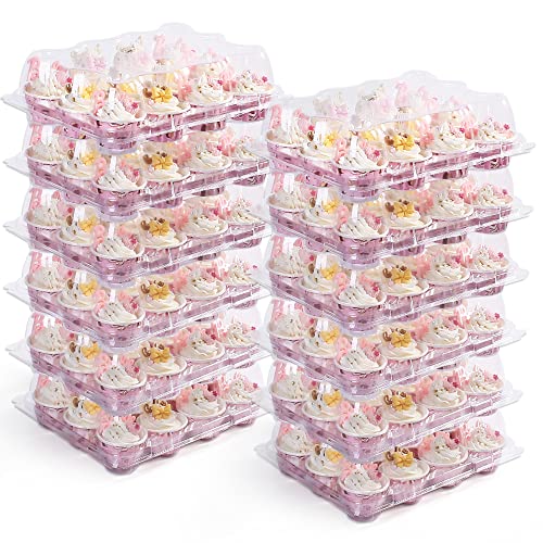 LotFancy Mini Cupcake Containers, 12 Count, 40 Pack, Dozen Clear Plastic Cupcake Holder with Detachable Lid, High Dome, BPA Free