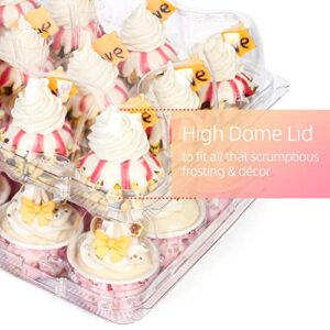 LotFancy Mini Cupcake Containers, 12 Count, 40 Pack, Dozen Clear Plastic Cupcake Holder with Detachable Lid, High Dome, BPA Free