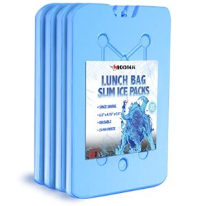kona ice packs for lunch bags – no ice required – reusable long lasting (-5c) small thin freezer packs – freezes in 25 minutes (4)