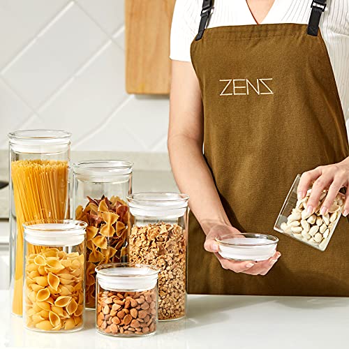 ZENS Glass Canister Set, Airtight Kitchen Canisters Jars of 4 with Glass Lids,10oz Fluid Ounce Empty Storage Jar Containers for Spice or Herbs