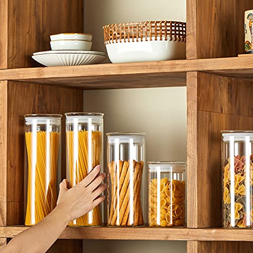 ZENS Glass Canister Set, Airtight Kitchen Canisters Jars of 4 with Glass Lids,10oz Fluid Ounce Empty Storage Jar Containers for Spice or Herbs