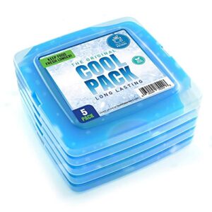 Ice Pack for Lunch Box - 5 Ice Packs - Original Slim & Long-Lasting Freezer Packs for your Lunch or Cooler Bag