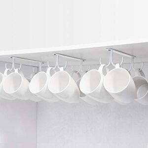 mug rack under cabinet – coffee cup holder, 12 mugs hooks under shelf, display hanging cups drying hook for bar kitchen utensils white