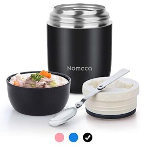 keep food warm lunch container – wide mouth lunch thermoses for hot food nomeca 16oz stainless steel thermal vacuum bento box with spoon for kids adult school office outdoor, black