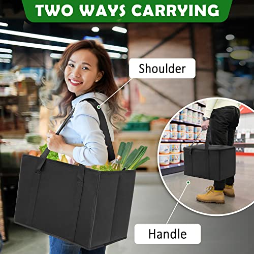 DAREKUKU 3 Pack Reusable Grocery Bags, Foldable Washable Insulated Shopping Bags For Groceries With Reinforced Bottom & Handles (2 Grocery Tote Bags + 1 Insulated Cooler Bag)