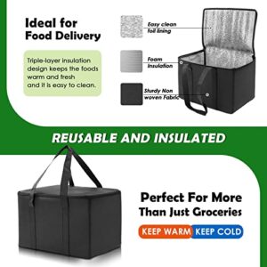 DAREKUKU 3 Pack Reusable Grocery Bags, Foldable Washable Insulated Shopping Bags For Groceries With Reinforced Bottom & Handles (2 Grocery Tote Bags + 1 Insulated Cooler Bag)