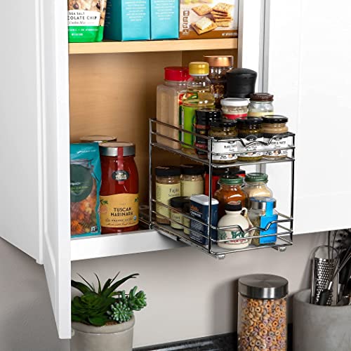 HOLDN’ STORAGE Spice Rack Organizer for Cabinet, Heavy Duty - Pull Out Spice Rack 5 Year Warranty- Spice Organization 6-1/2"Wx10-3/8 Dx8-7/8 H - Spice Racks for Inside Cabinets & Pantry Closet.