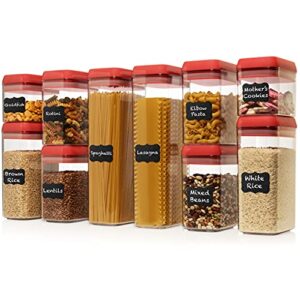 airtight food storage containers for kitchen organization 10 pc – food canisters with durable lids, labels & marker – bpa free for pantry organization & storage: cereal, flour & sugar containers