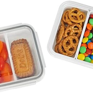 carrotez 2 Compartment Snack Containers, Portion Control Container, Small Food Storage Containers, Small Snack containers with Airtight lids, BPA Free, Stackable, Reusable, 2 PACK