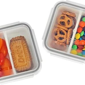 carrotez 2 Compartment Snack Containers, Portion Control Container, Small Food Storage Containers, Small Snack containers with Airtight lids, BPA Free, Stackable, Reusable, 2 PACK