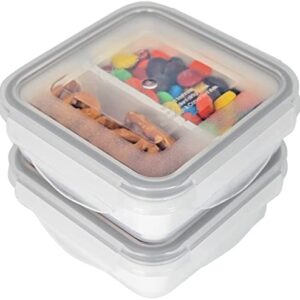 carrotez 2 Compartment Snack Containers, Portion Control Container, Small Food Storage Containers, Small Snack containers with Airtight lids, BPA Free, Stackable, Reusable, 2 PACK