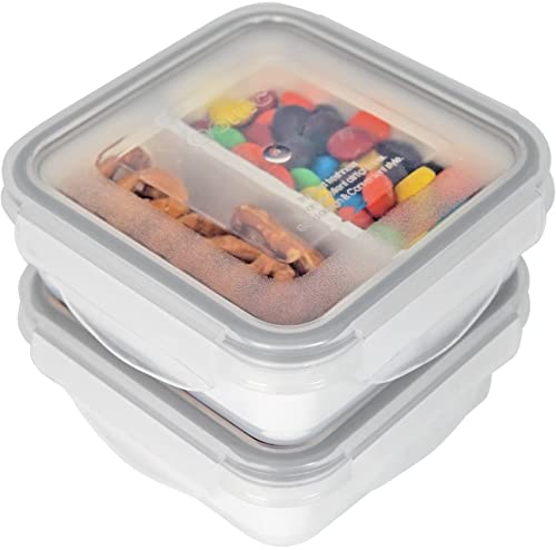 carrotez 2 Compartment Snack Containers, Portion Control Container, Small Food Storage Containers, Small Snack containers with Airtight lids, BPA Free, Stackable, Reusable, 2 PACK