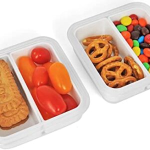 carrotez 2 Compartment Snack Containers, Portion Control Container, Small Food Storage Containers, Small Snack containers with Airtight lids, BPA Free, Stackable, Reusable, 2 PACK