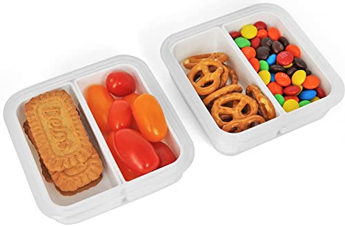 carrotez 2 Compartment Snack Containers, Portion Control Container, Small Food Storage Containers, Small Snack containers with Airtight lids, BPA Free, Stackable, Reusable, 2 PACK