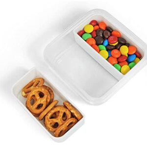 carrotez 2 Compartment Snack Containers, Portion Control Container, Small Food Storage Containers, Small Snack containers with Airtight lids, BPA Free, Stackable, Reusable, 2 PACK