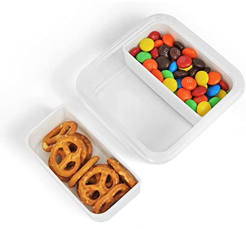 carrotez 2 Compartment Snack Containers, Portion Control Container, Small Food Storage Containers, Small Snack containers with Airtight lids, BPA Free, Stackable, Reusable, 2 PACK