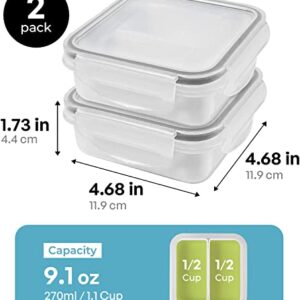 carrotez 2 Compartment Snack Containers, Portion Control Container, Small Food Storage Containers, Small Snack containers with Airtight lids, BPA Free, Stackable, Reusable, 2 PACK