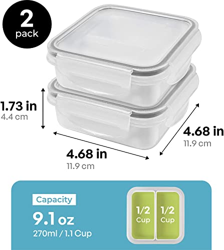 carrotez 2 Compartment Snack Containers, Portion Control Container, Small Food Storage Containers, Small Snack containers with Airtight lids, BPA Free, Stackable, Reusable, 2 PACK